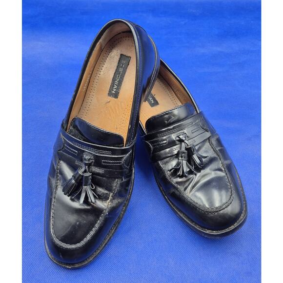 BOSTONIAN Florentine Black Leather Tassel Loafers Men Size 8.5 Made in India - Picture 1 of 14